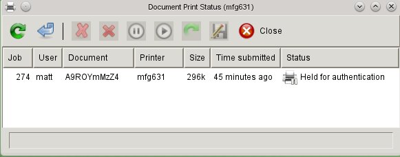 system-config-printer --show-jobs mfg631, Authentifizieren Sie sich über den entsprechenden Button